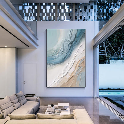 Textured Abstract Ocean Painting: Coastal 3D Wall Art Canvas #2