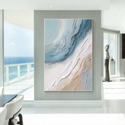 Textured Abstract Ocean Painting: Coastal 3D Wall Art Canvas #3