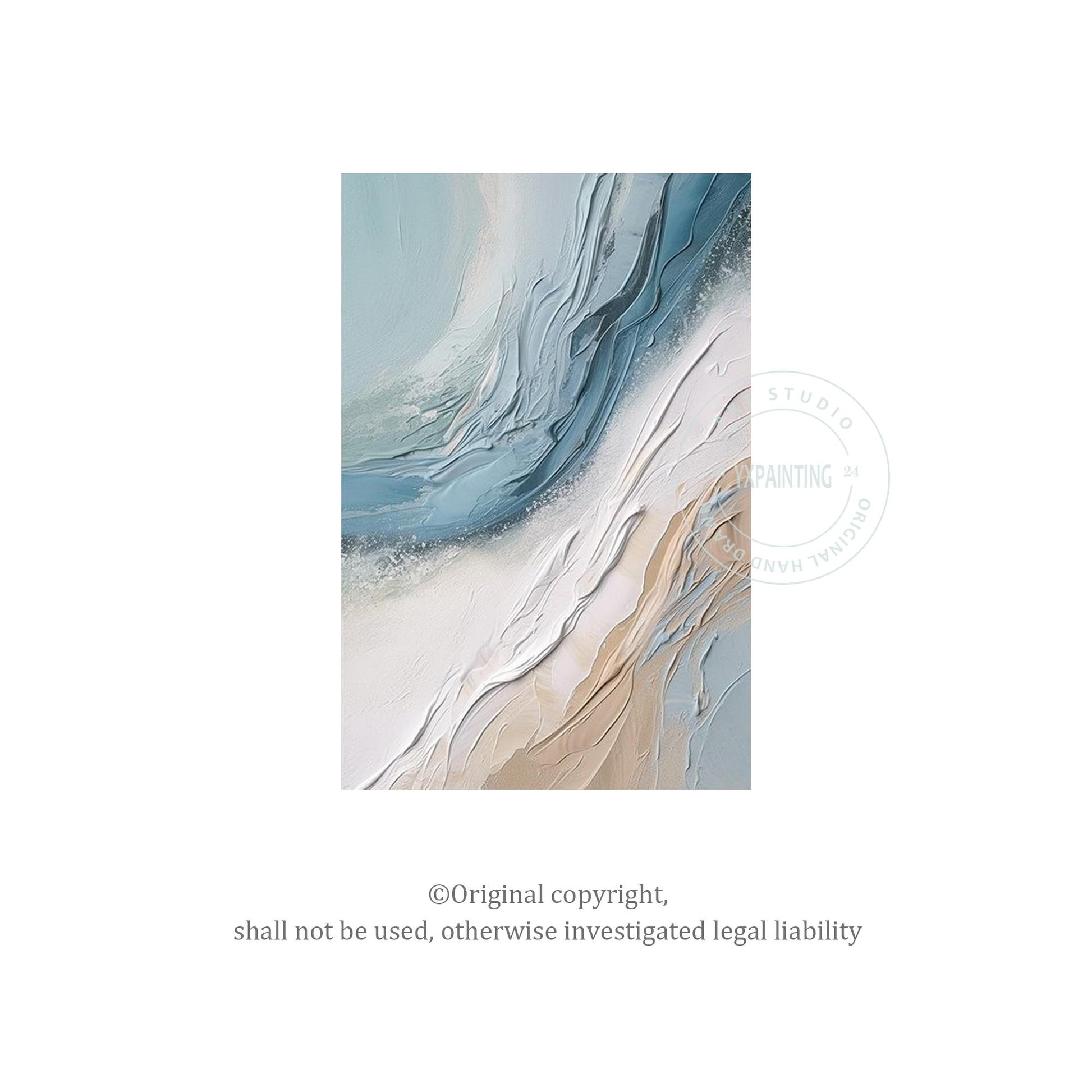 Textured Abstract Ocean Painting: Coastal 3D Wall Art Canvas #6