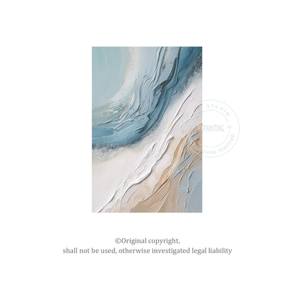 Textured Abstract Ocean Painting: Coastal 3D Wall Art Canvas #6