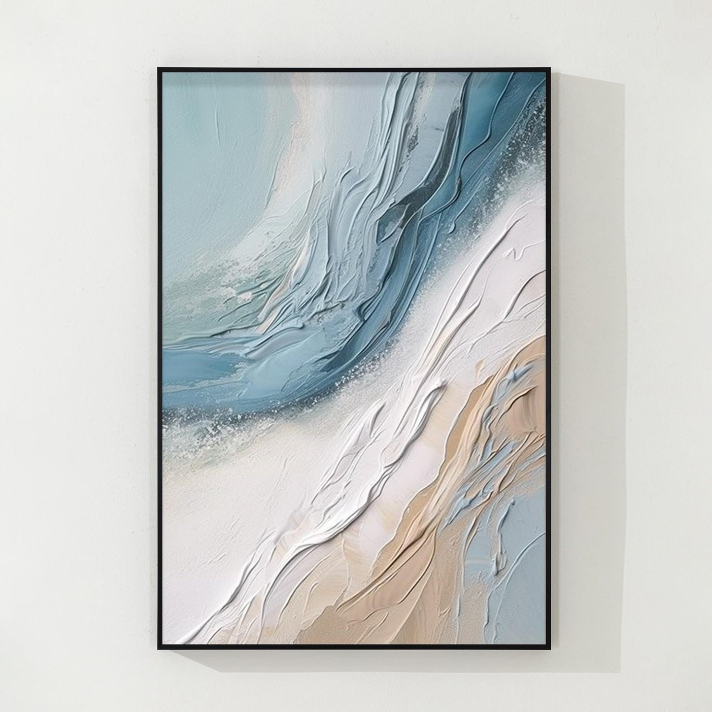 Textured Abstract Ocean Painting: Coastal 3D Wall Art Canvas #9