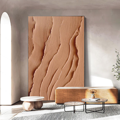 Textured Abstract Ocean Painting: Earth Tone Coastal Canvas Art #2