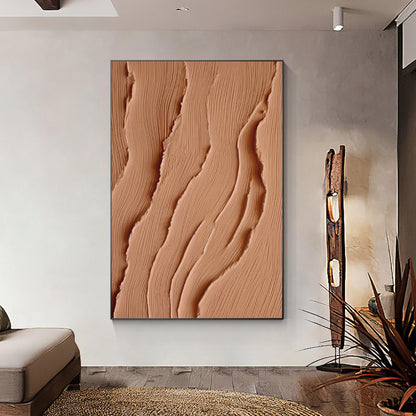 Textured Abstract Ocean Painting: Earth Tone Coastal Canvas Art #3