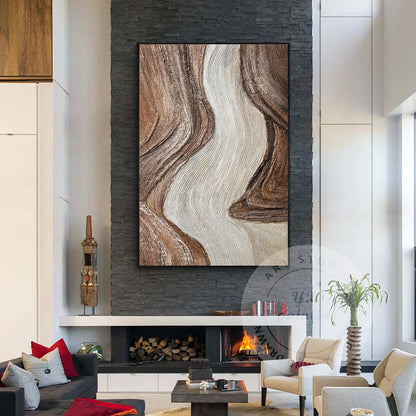 Textured Abstract Ocean Painting: Earth Tone Wabi Sabi Wall Art #6