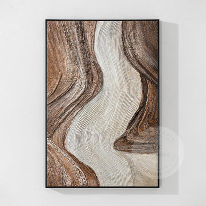 Textured Abstract Ocean Painting: Earth Tone Wabi Sabi Wall Art #7