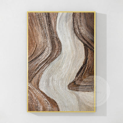 Textured Abstract Ocean Painting: Earth Tone Wabi Sabi Wall Art #8
