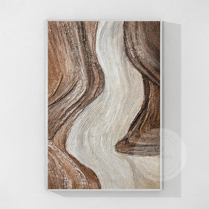 Textured Abstract Ocean Painting: Earth Tone Wabi Sabi Wall Art #9