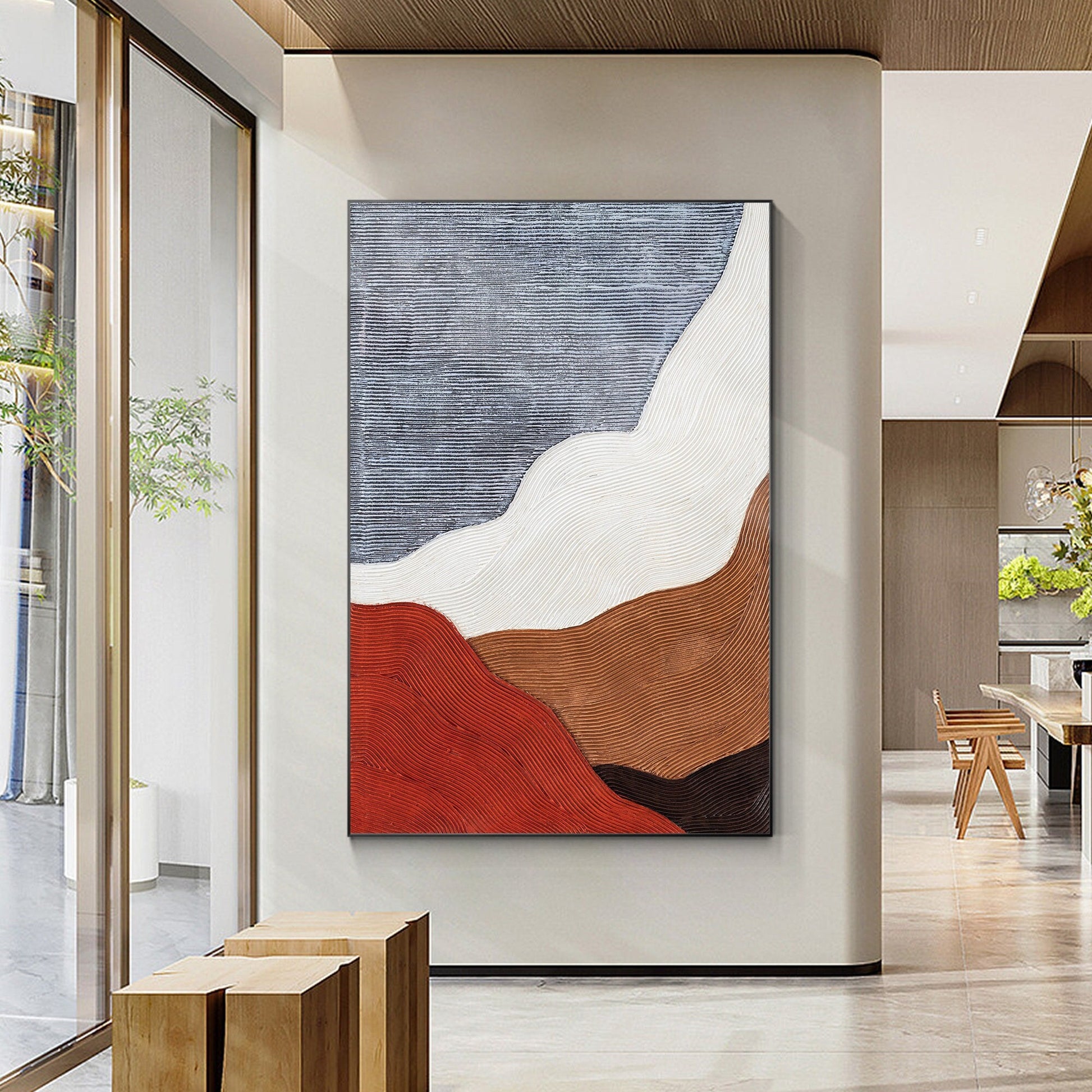 Textured Abstract Painting: 3D Wabi Sabi Minimalist Wall Art #1