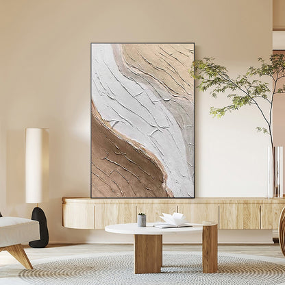 Textured Abstract Painting: Beige Brown Minimalist Wall Art #5