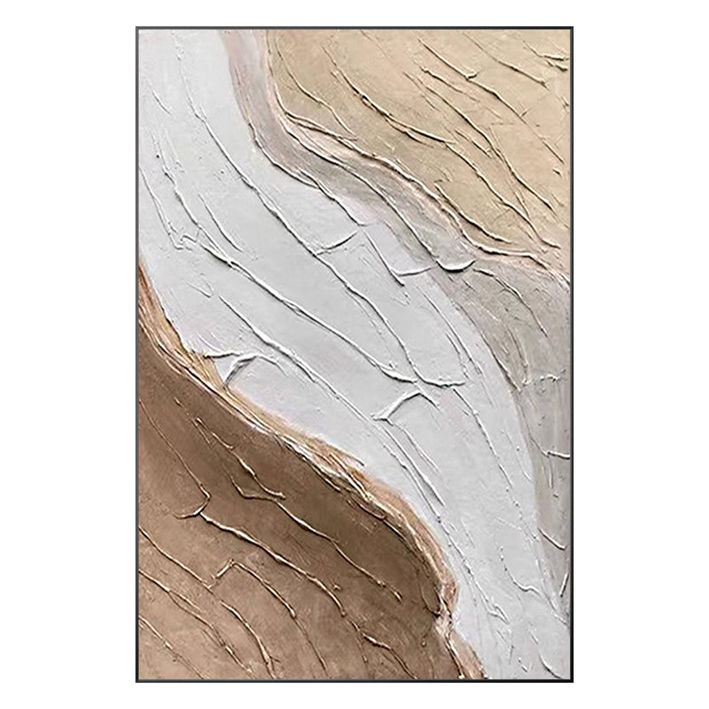 Textured Abstract Painting: Beige Brown Minimalist Wall Art #9