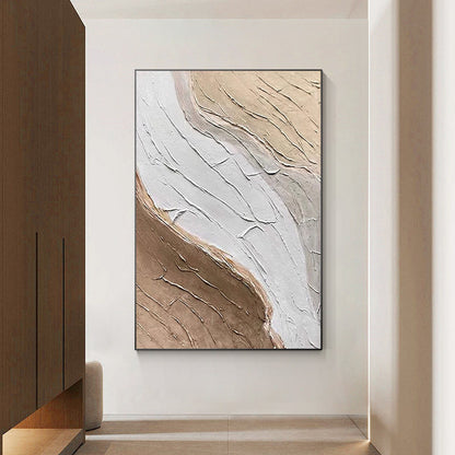 Textured Abstract Painting: Beige Brown Minimalist Wall Art #1