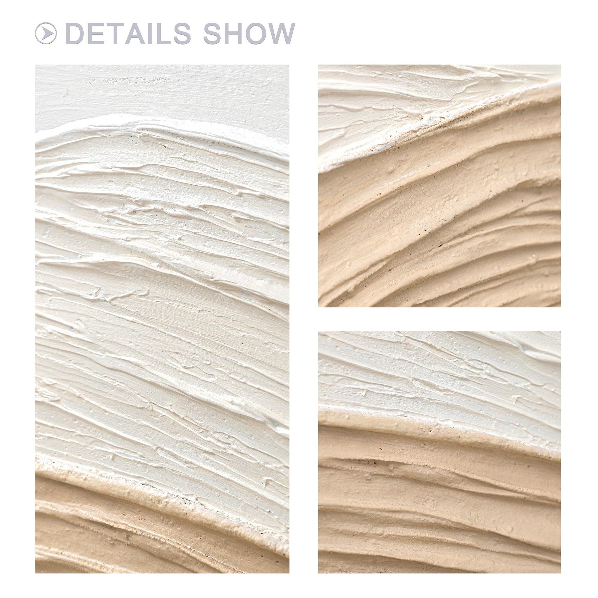 Textured Abstract Painting: Beige Wave, Earth Tone Canvas Wall Decor #3