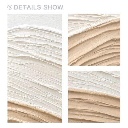 Textured Abstract Painting: Beige Wave, Earth Tone Canvas Wall Decor #3