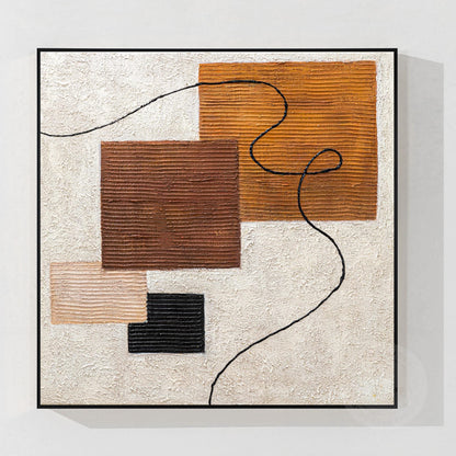 Textured Abstract Painting: Earth Tone Geometric Canvas Wall Art #8