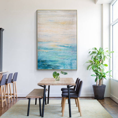 Textured Abstract Painting: Light Blue Beige Modern Wall Art #4