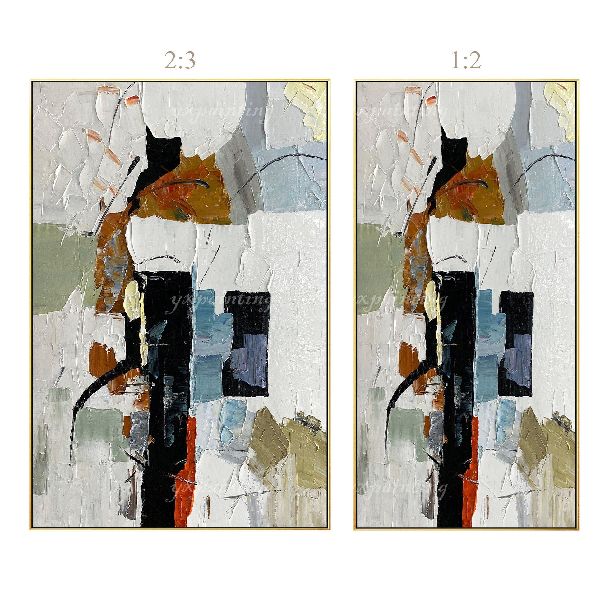 Textured Abstract Painting on Canvas: Modern Boho Framed Wall Art #8