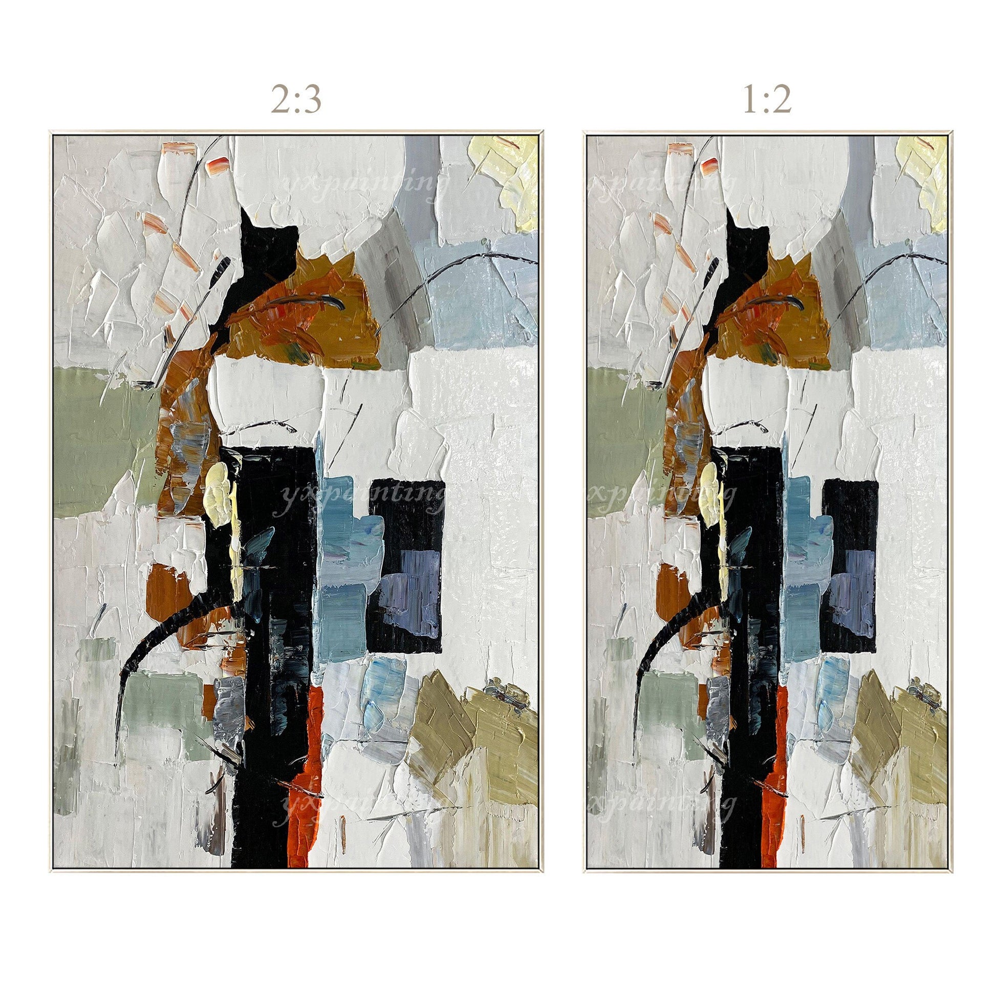 Textured Abstract Painting on Canvas: Modern Boho Framed Wall Art #9