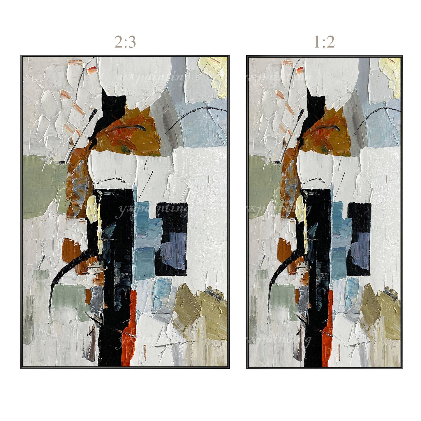 Textured Abstract Painting on Canvas: Modern Boho Framed Wall Art #10