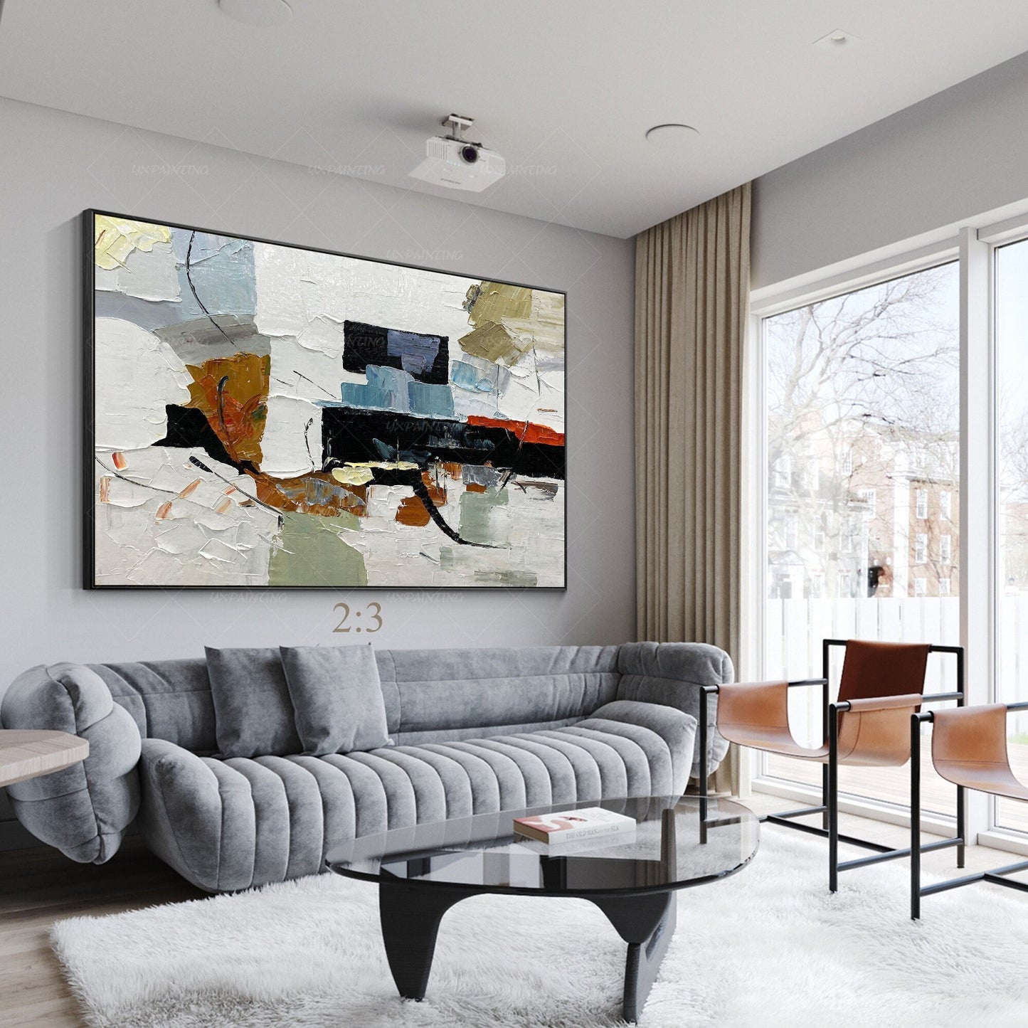 Textured Abstract Painting on Canvas: Modern Boho Framed Wall Art #1