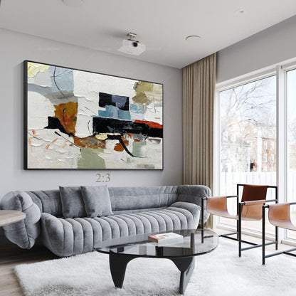 Textured Abstract Painting on Canvas: Modern Boho Framed Wall Art #1