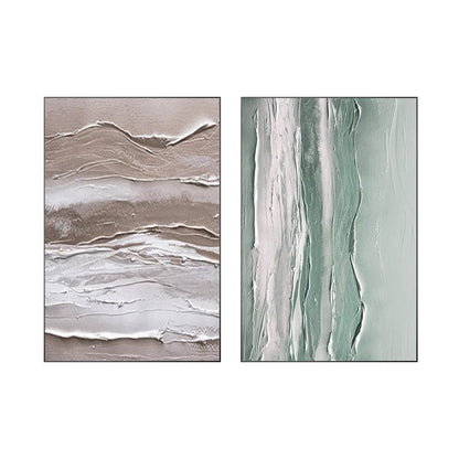 Textured Abstract Painting Set: Beige, Green, & White Canvas Art #9