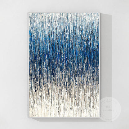 Textured Abstract Painting: Steel Blue Gray 3D Vertical Wall Art #11