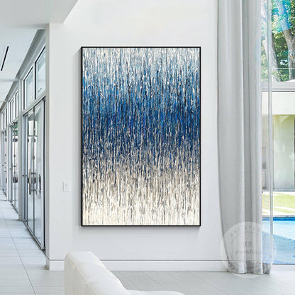Textured Abstract Painting: Steel Blue Gray 3D Vertical Wall Art #4