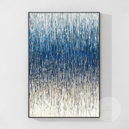 Textured Abstract Painting: Steel Blue Gray 3D Vertical Wall Art #9