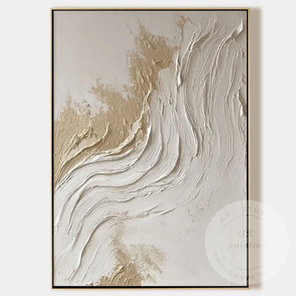 Textured Abstract Wall Art Canvas, Neutral Beige White Painting, Large Minimalis #12