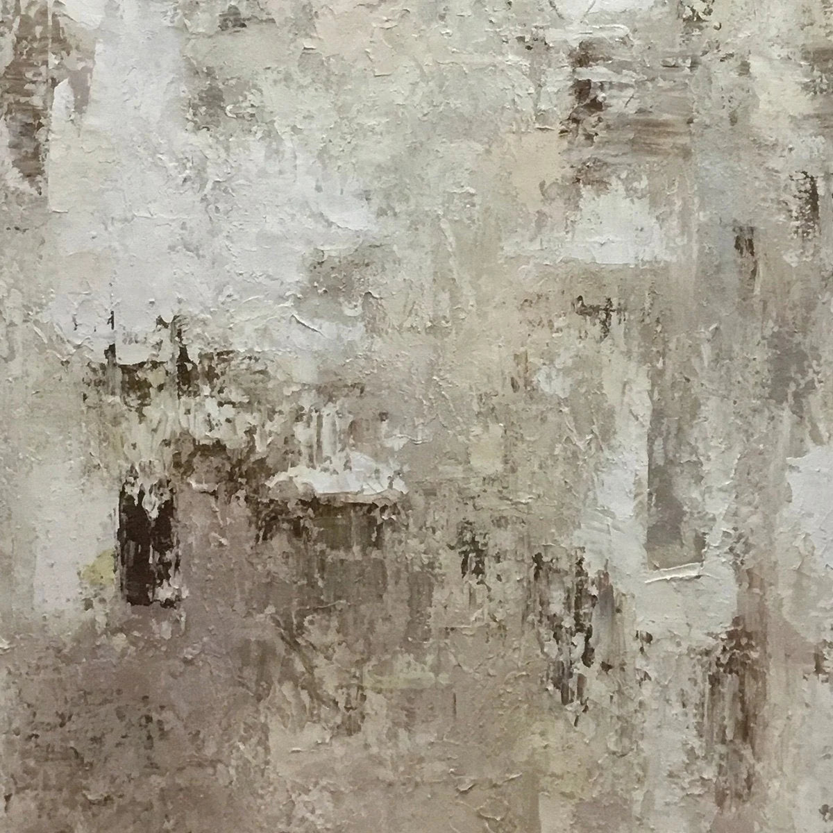 TEXTURED BEIGE ABSTRACT: Minimalist Textured Painting | rectangular format, hand-painted canvas edge