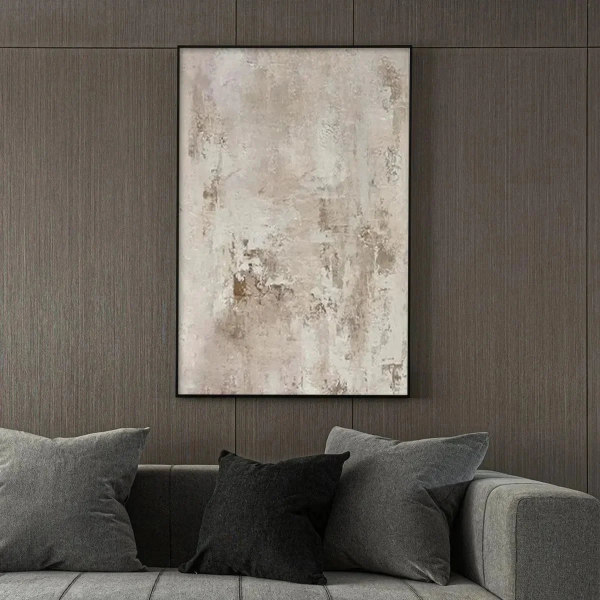 TEXTURED BEIGE ABSTRACT: Minimalist Textured Painting | rolled canvas, ready for custom framing