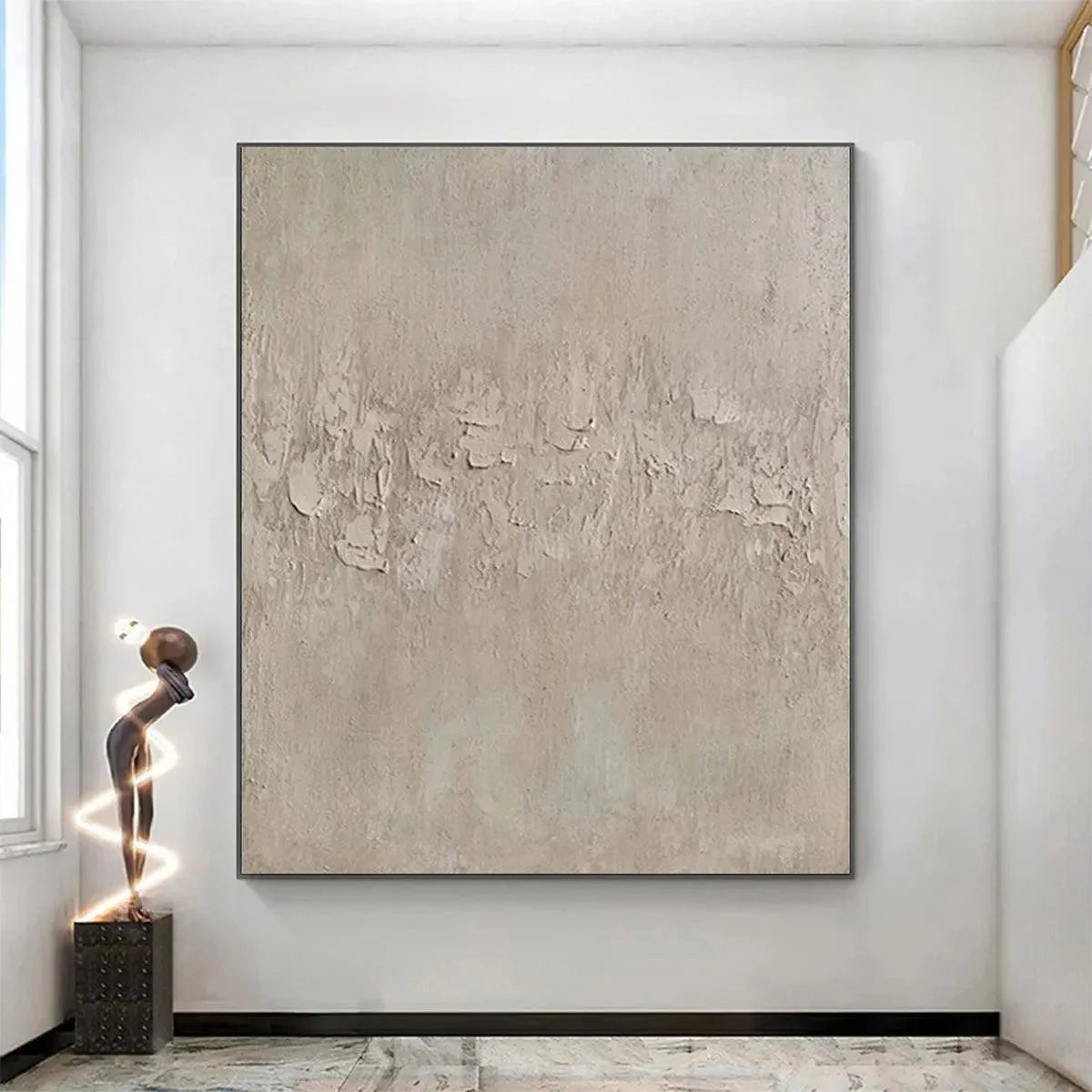 TEXTURED BEIGE ABSTRACT: Minimalist Textured Painting, Square Wall Art | Minimalist closeup, raised brushwork detail