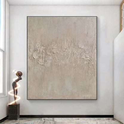 TEXTURED BEIGE ABSTRACT: Minimalist Textured Painting, Square Wall Art | Minimalist closeup, raised brushwork detail