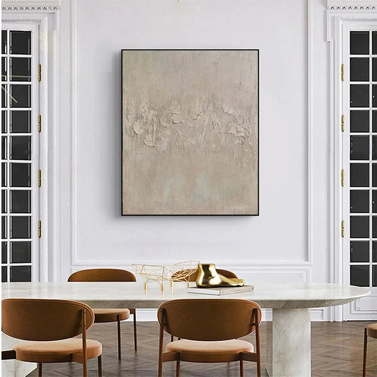 TEXTURED BEIGE ABSTRACT: Minimalist Textured Painting, Square Wall Art | rolled canvas, ready for custom framing