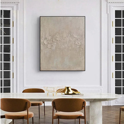 TEXTURED BEIGE ABSTRACT: Minimalist Textured Painting, Square Wall Art | rolled canvas, ready for custom framing