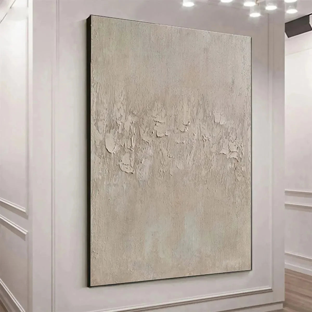 TEXTURED BEIGE ABSTRACT: Minimalist Textured Painting, Square Wall Art | Minimalist mood, soft natural light studio shot