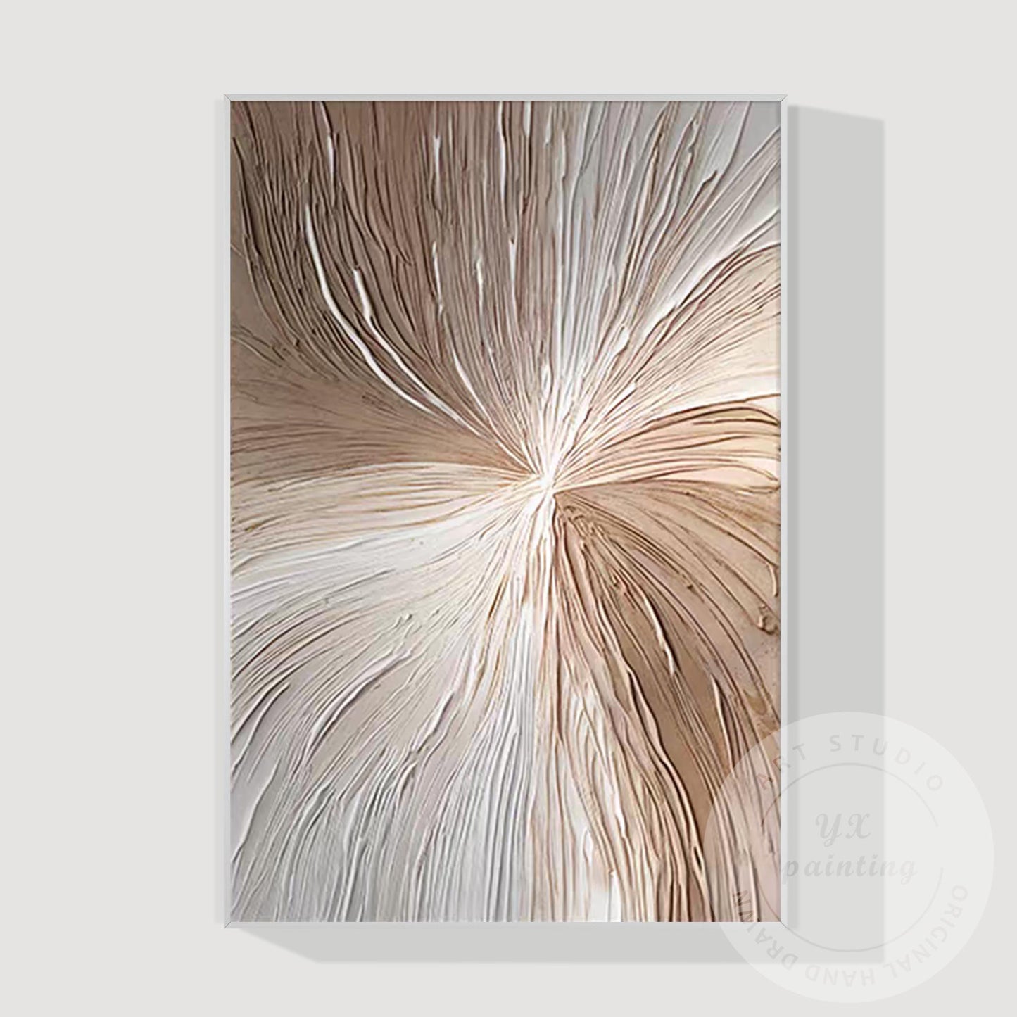 Textured Beige Abstract Painting: 3D Neutral Canvas Wall Art #12
