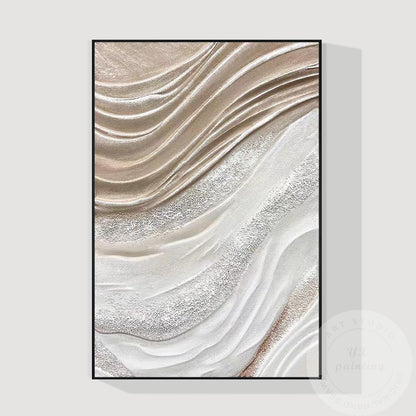 Textured Beige Abstract Painting: 3D Neutral Canvas Wall Art #8