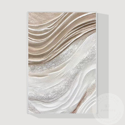 Textured Beige Abstract Painting: 3D Neutral Canvas Wall Art #9