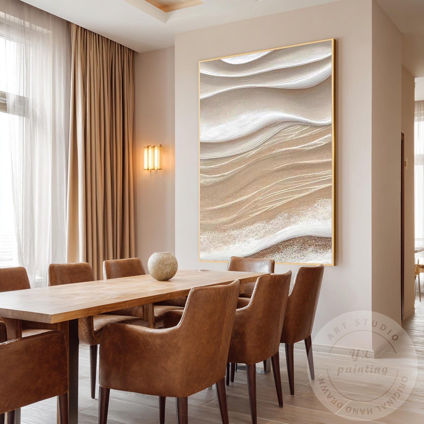 Textured Beige Abstract Painting, 3D Neutral Canvas Wall Art, Modern Minimalist  #3