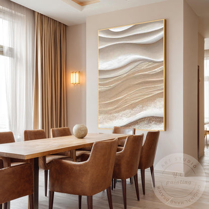 Textured Beige Abstract Painting, 3D Neutral Canvas Wall Art, Modern Minimalist  #3
