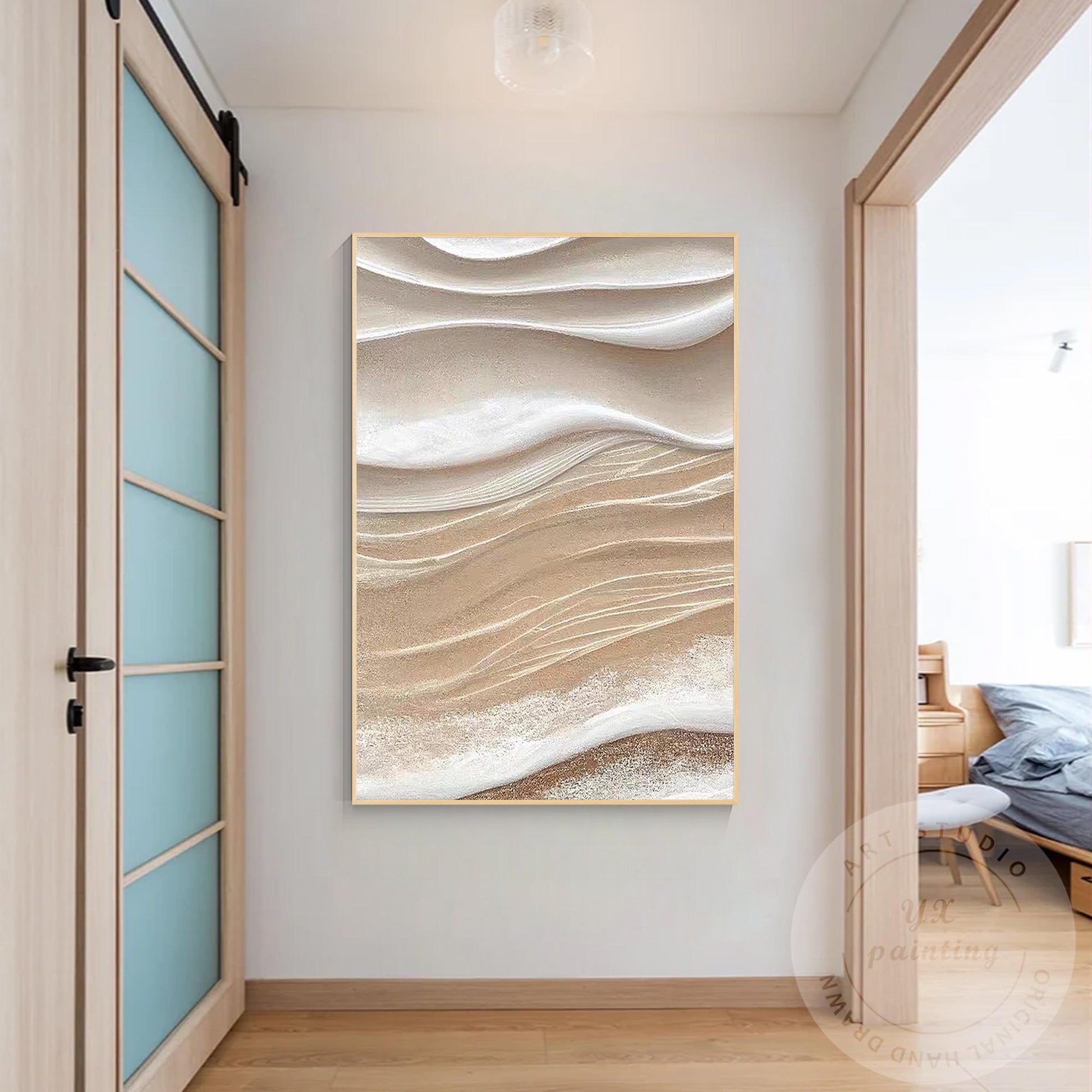 Textured Beige Abstract Painting, 3D Neutral Canvas Wall Art, Modern Minimalist  #4