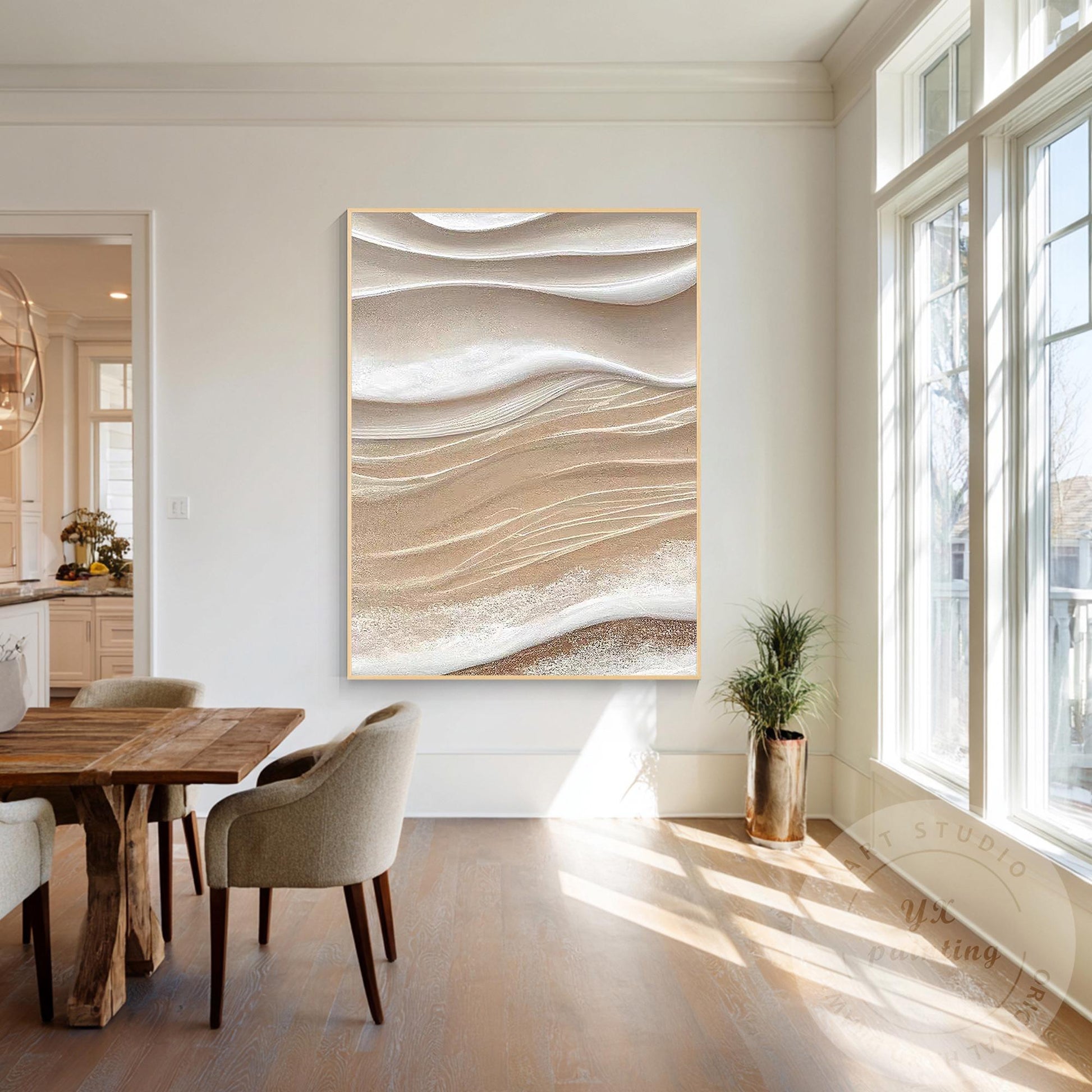 Textured Beige Abstract Painting, 3D Neutral Canvas Wall Art, Modern Minimalist  #6