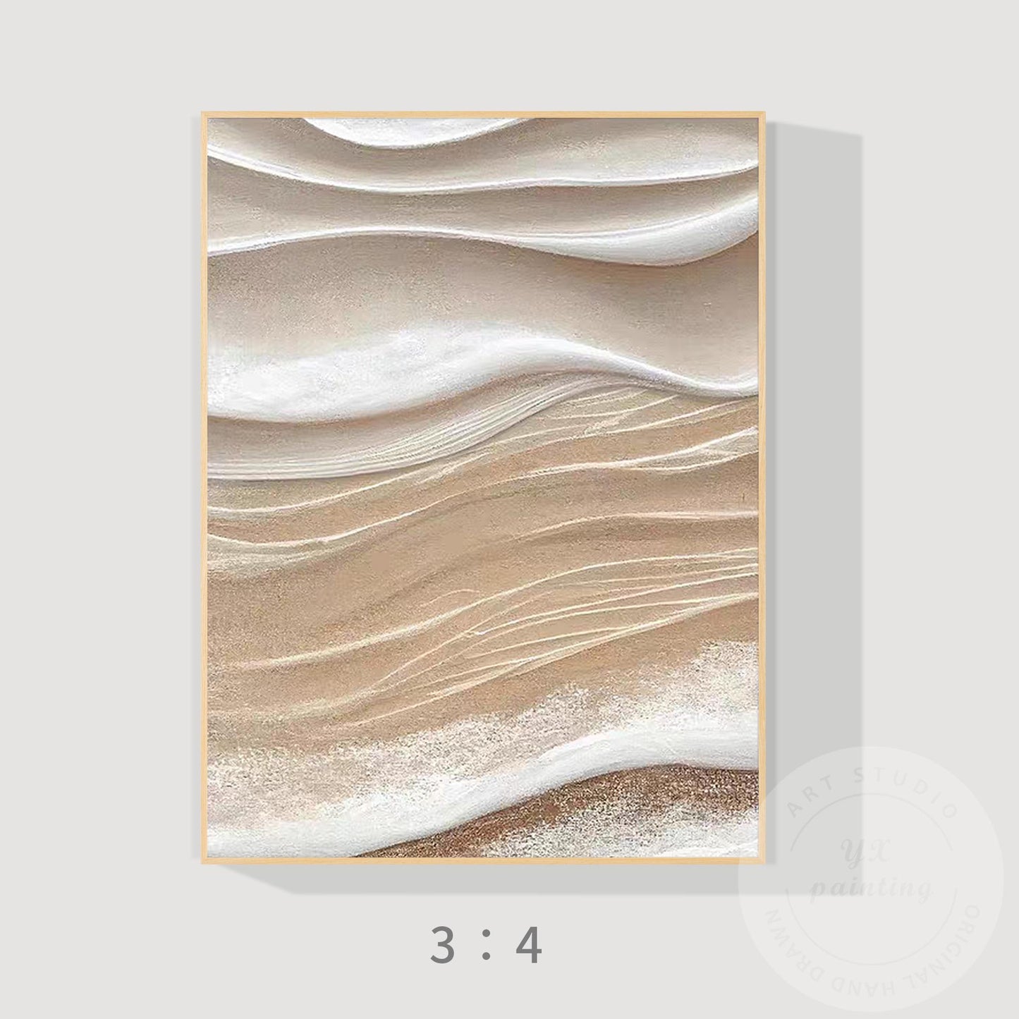 Textured Beige Abstract Painting, 3D Neutral Canvas Wall Art, Modern Minimalist  #8