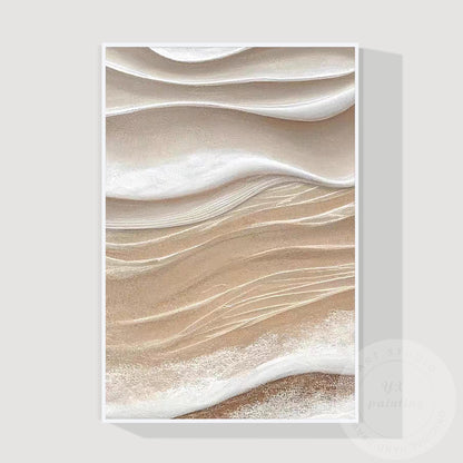 Textured Beige Abstract Painting, 3D Neutral Canvas Wall Art, Modern Minimalist  #9