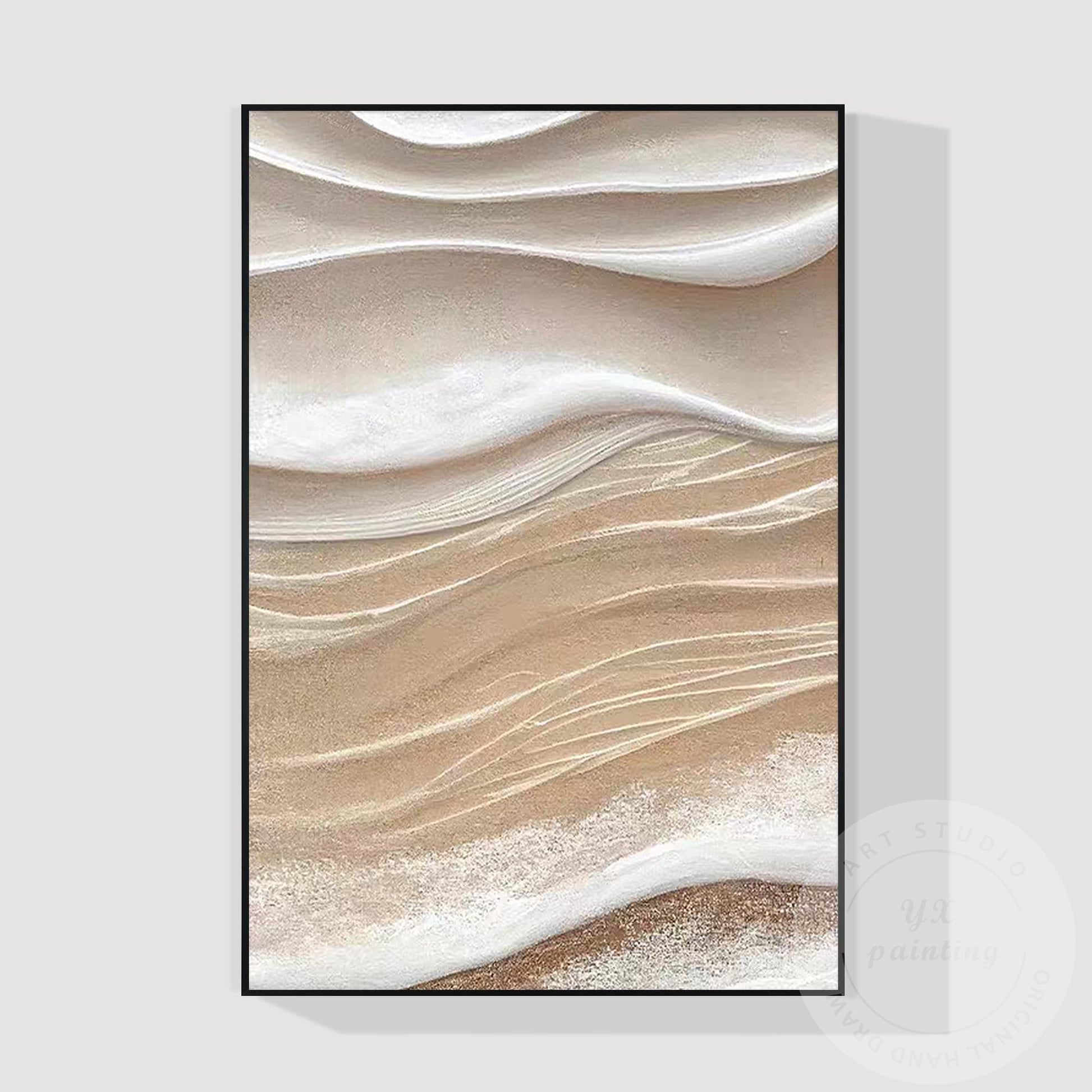 Textured Beige Abstract Painting, 3D Neutral Canvas Wall Art, Modern Minimalist  #10