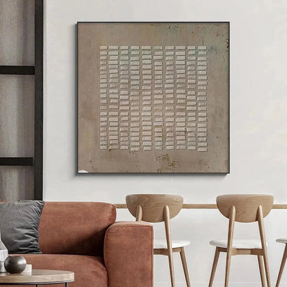 TEXTURED BEIGE GRID: Minimalist Textured Painting | beige palette, original oil on stretched canvas art