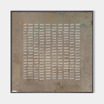 TEXTURED BEIGE GRID: Minimalist Textured Painting | hanging in living room, Minimalist wall art