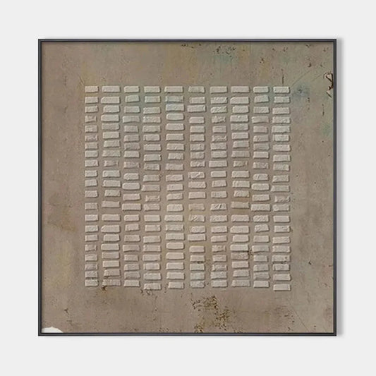 TEXTURED BEIGE GRID: Minimalist Textured Painting | hanging in living room, Minimalist wall art