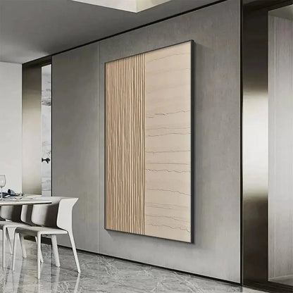 TEXTURED BEIGE LINES: Minimalist Textured Painting | Minimalist mood, soft natural light studio shot